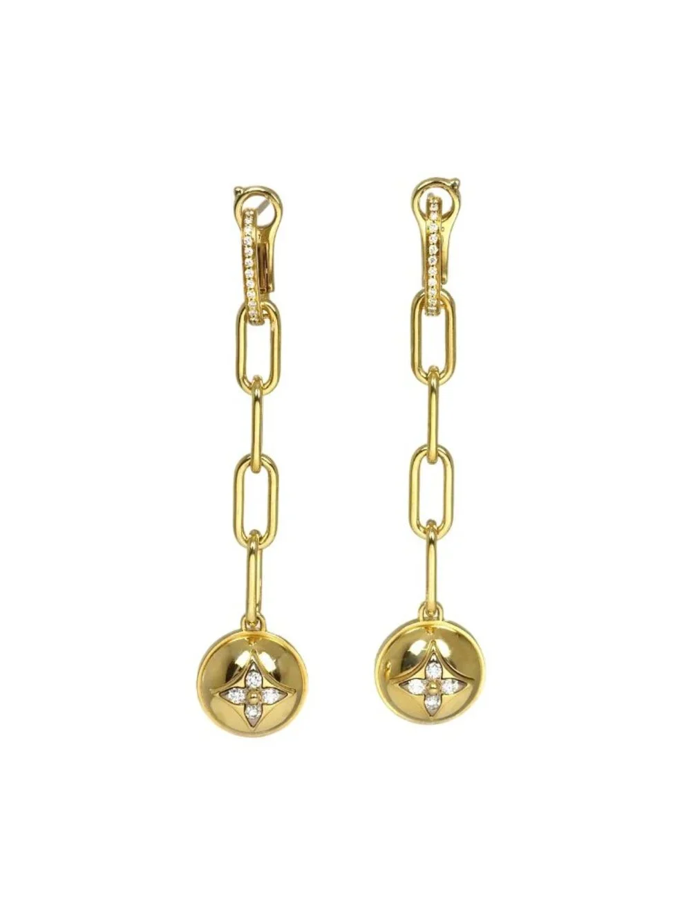 Louis Vuitton B Blossom Diamond Earrings 18K Yellow Gold